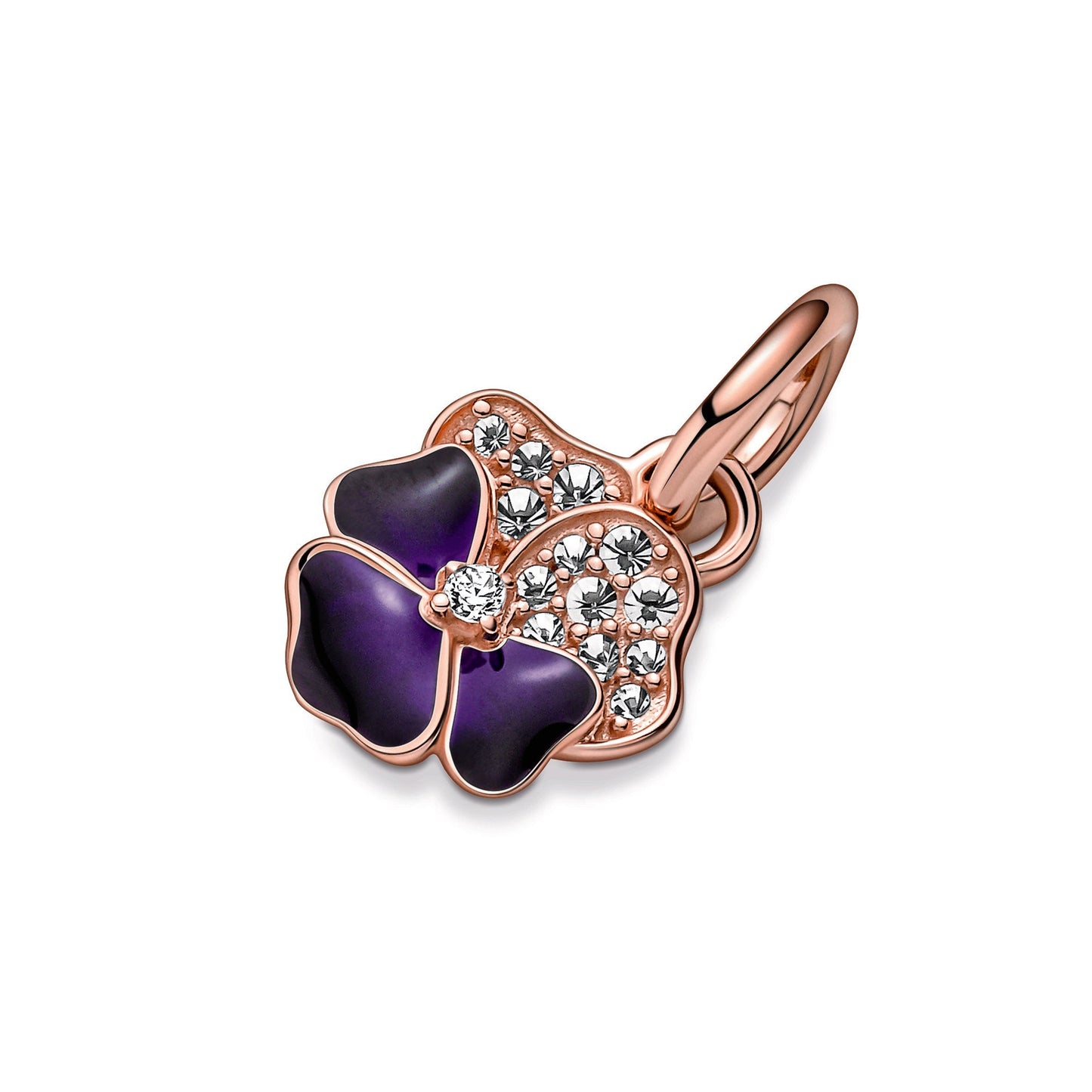 Deep Purple Pansy Flower Dangle Charm Premium Fashion Jewelry Gift Collection
