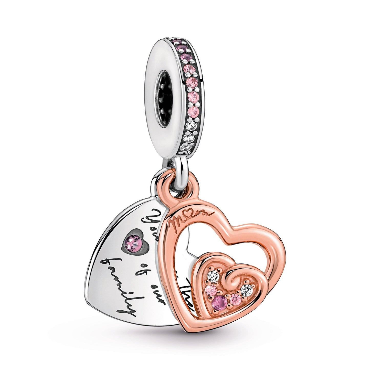 Entwined Infinite Hearts Double Dangle Charm Premium Fashion Jewelry Gift Collection