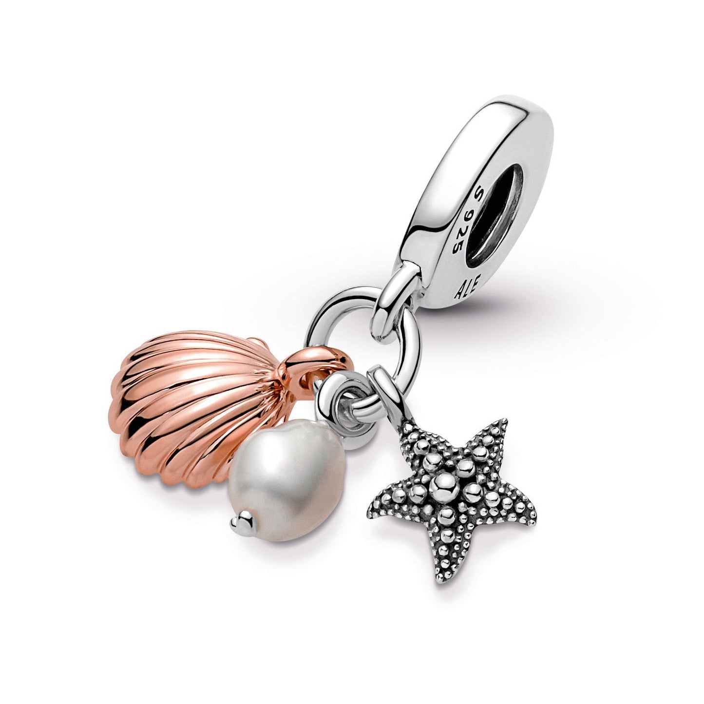 Freshwater Cultured Pearl, Starfish & Shell Triple Dangle Charm Premium Fashion Jewelry Gift Collection