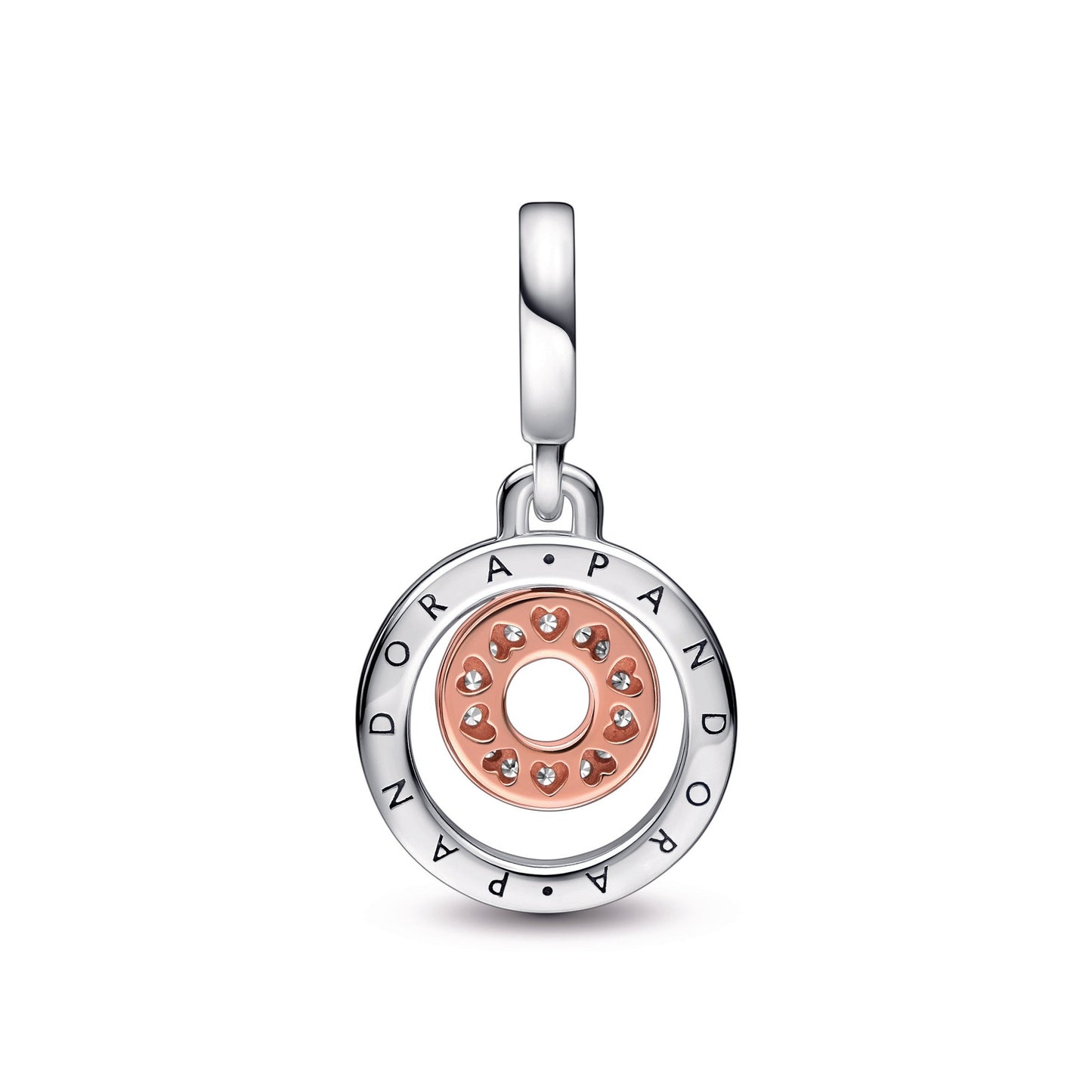 Two-tone Pandora Logo Circles Dangle Charm Premium Fashion Jewelry Gift Collection