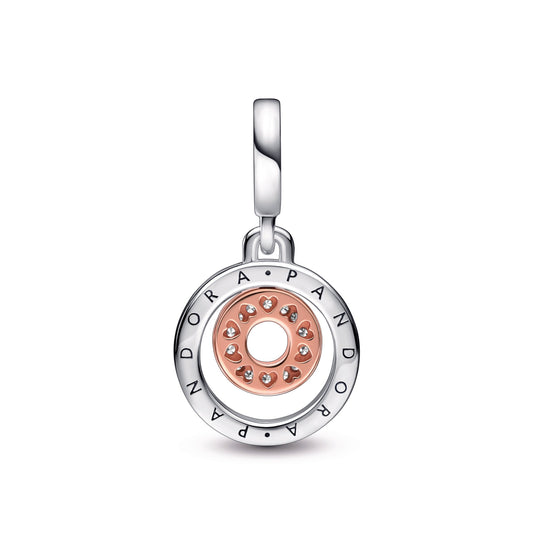 Two-tone Pandora Logo Circles Dangle Charm Premium Fashion Jewelry Gift Collection