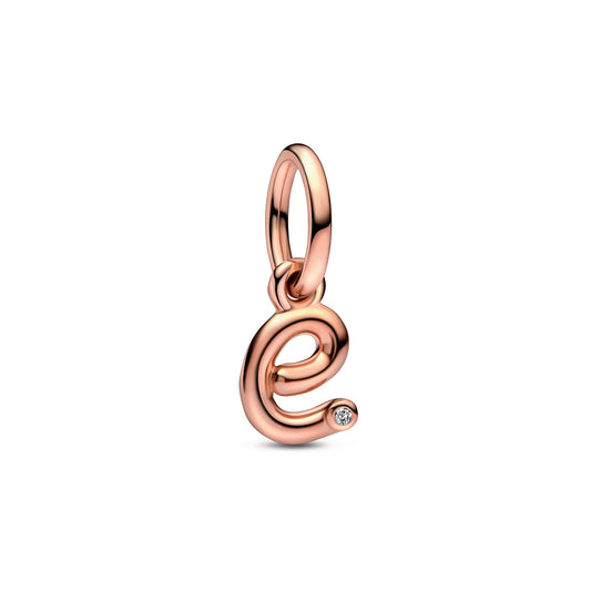 Letter e Script Alphabet Dangle Charm Premium Fashion Jewelry Gift Collection