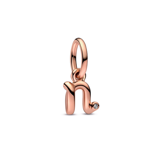 Letter n Script Alphabet Dangle Charm Premium Fashion Jewelry Gift Collection