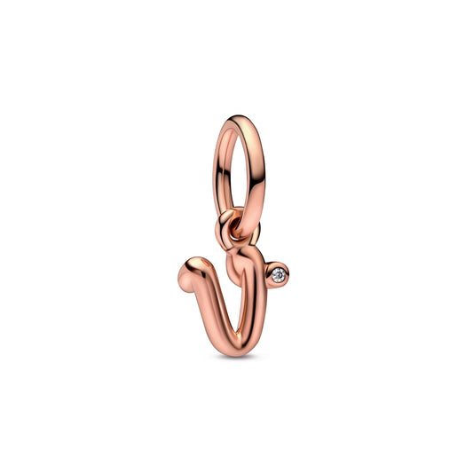 Letter v Script Alphabet Dangle Charm Premium Fashion Jewelry Gift Collection