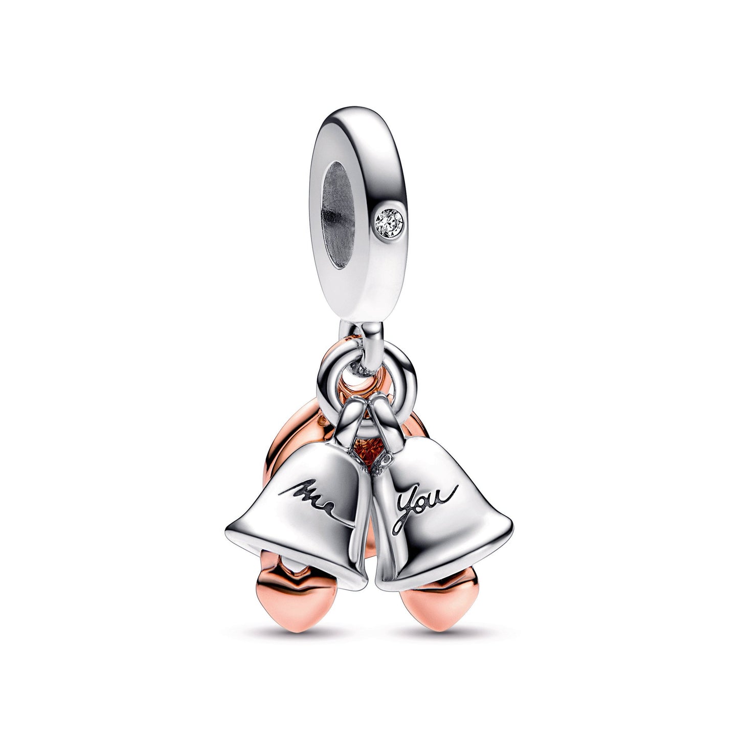 Two-tone Wedding Bells Double Dangle Charm Premium Fashion Jewelry Gift Collection