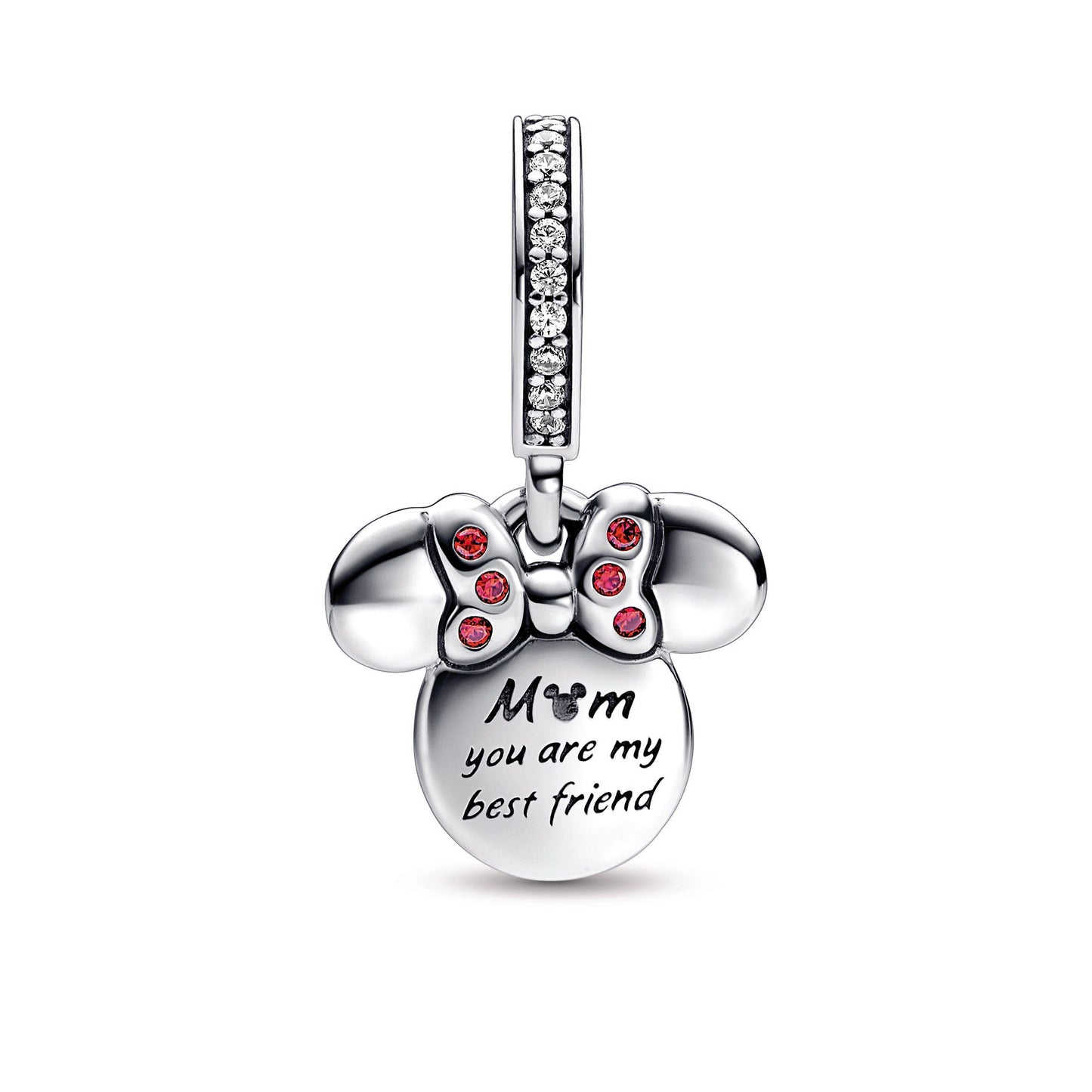 Disney Minnie Mouse Silhouette Double Dangle Charm Premium Fashion Jewelry Gift Collection