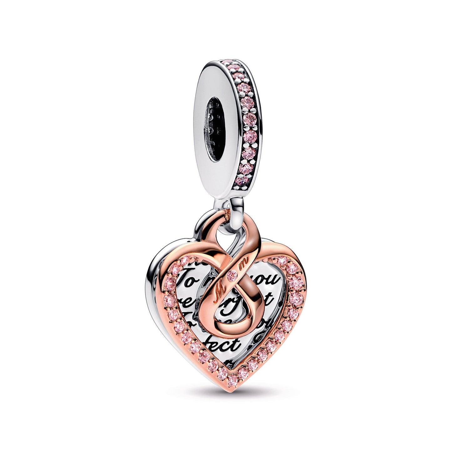 Two-tone Infinity Heart Double Dangle Charm Premium Fashion Jewelry Gift Collection