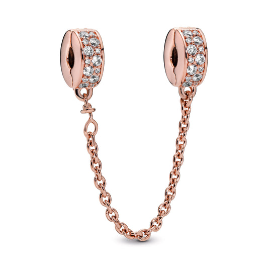 Clear Pavé Safety Chain Clip Charm Premium Fashion Jewelry Gift Collection