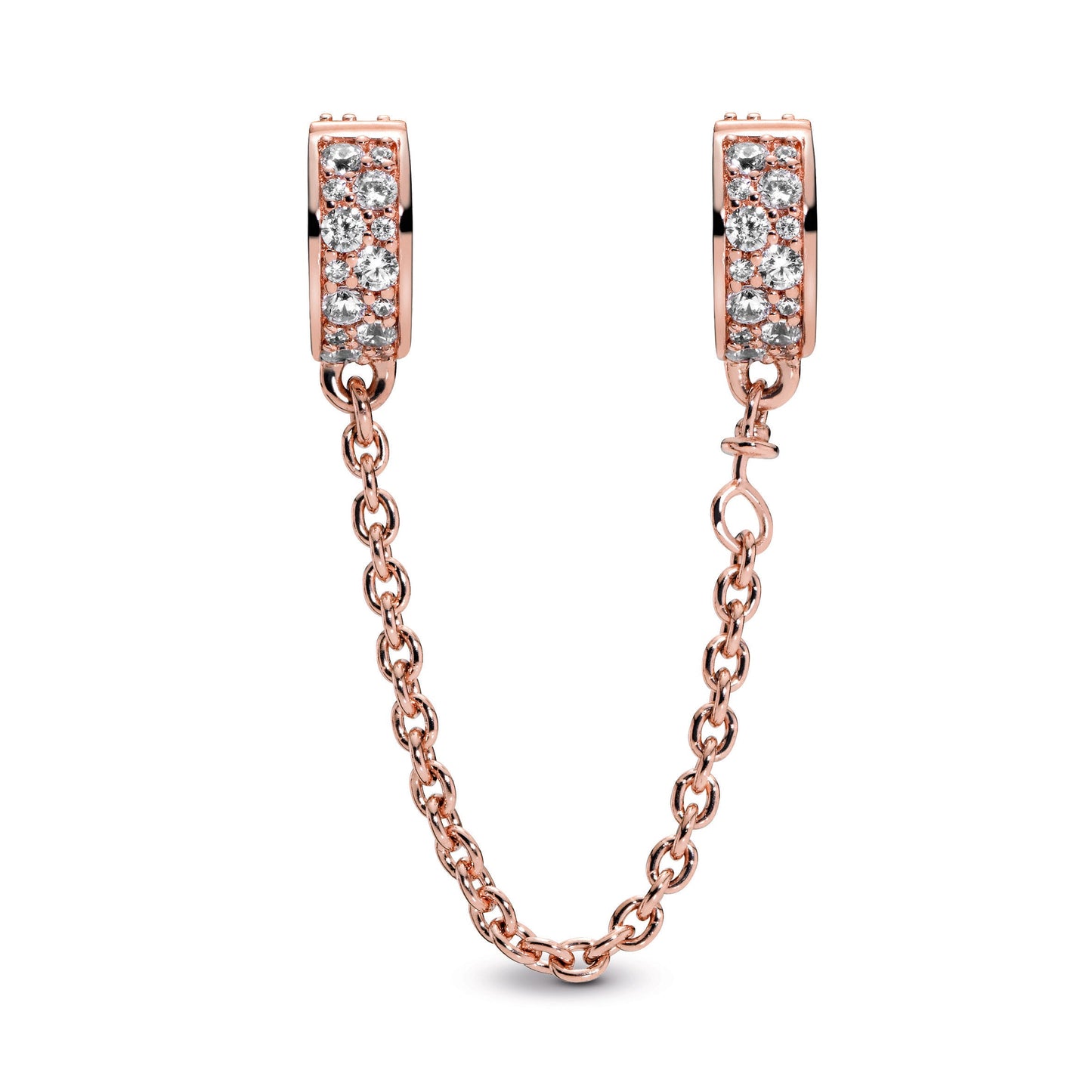 Clear Pavé Safety Chain Clip Charm Premium Fashion Jewelry Gift Collection