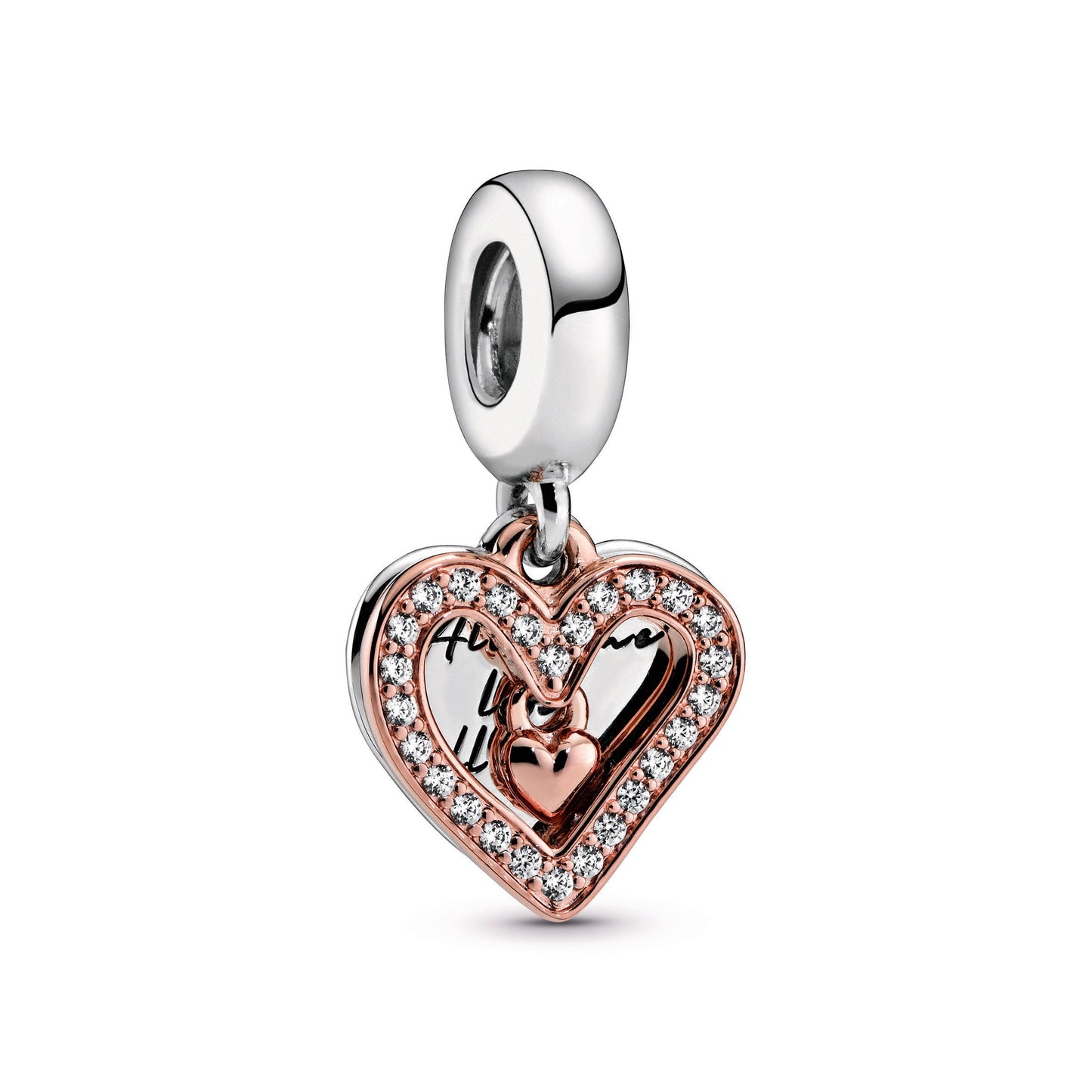 Sparkling Freehand Heart Dangle Charm Premium Fashion Jewelry Gift Collection