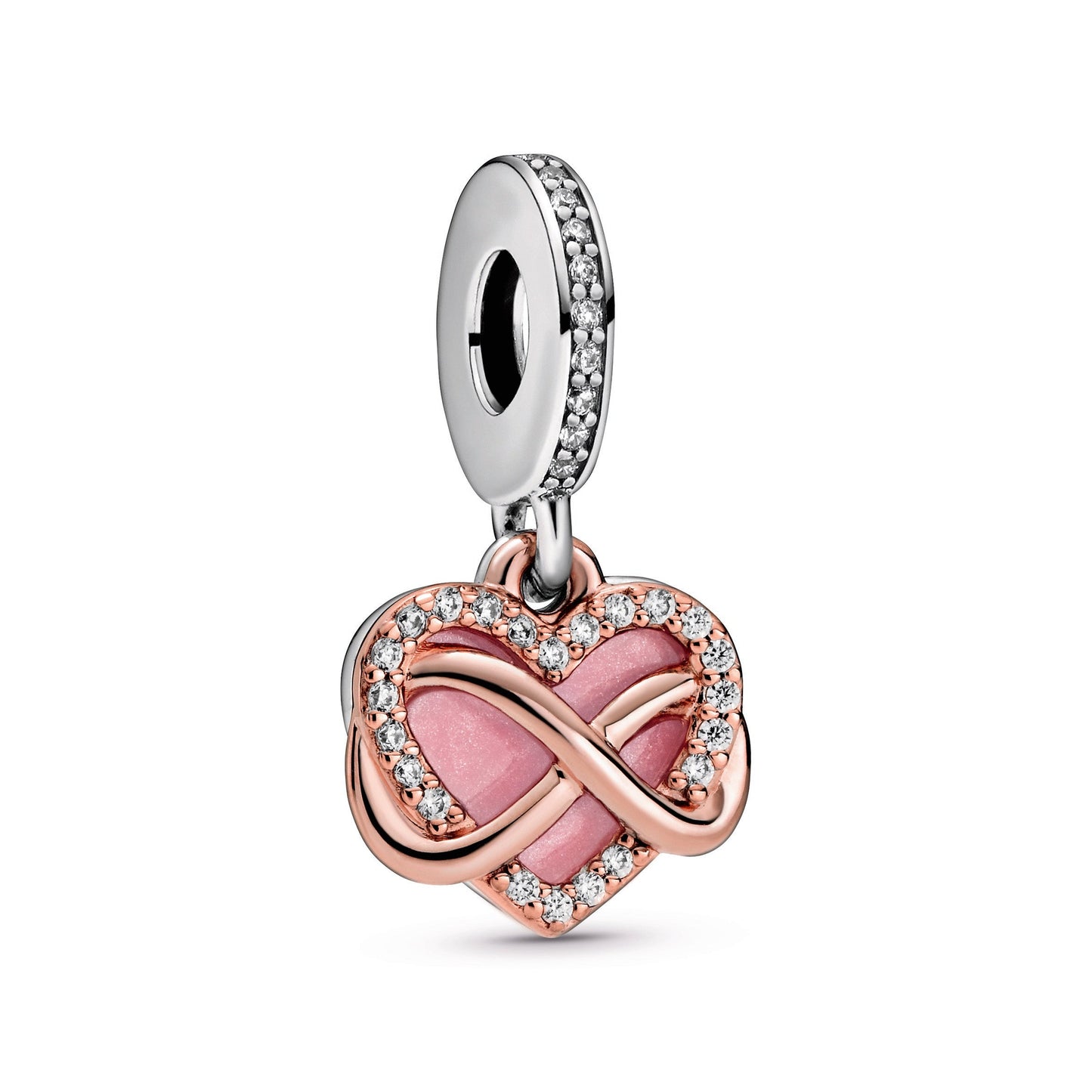 Sparkling Infinity Heart Dangle Charm Premium Fashion Jewelry Gift Collection