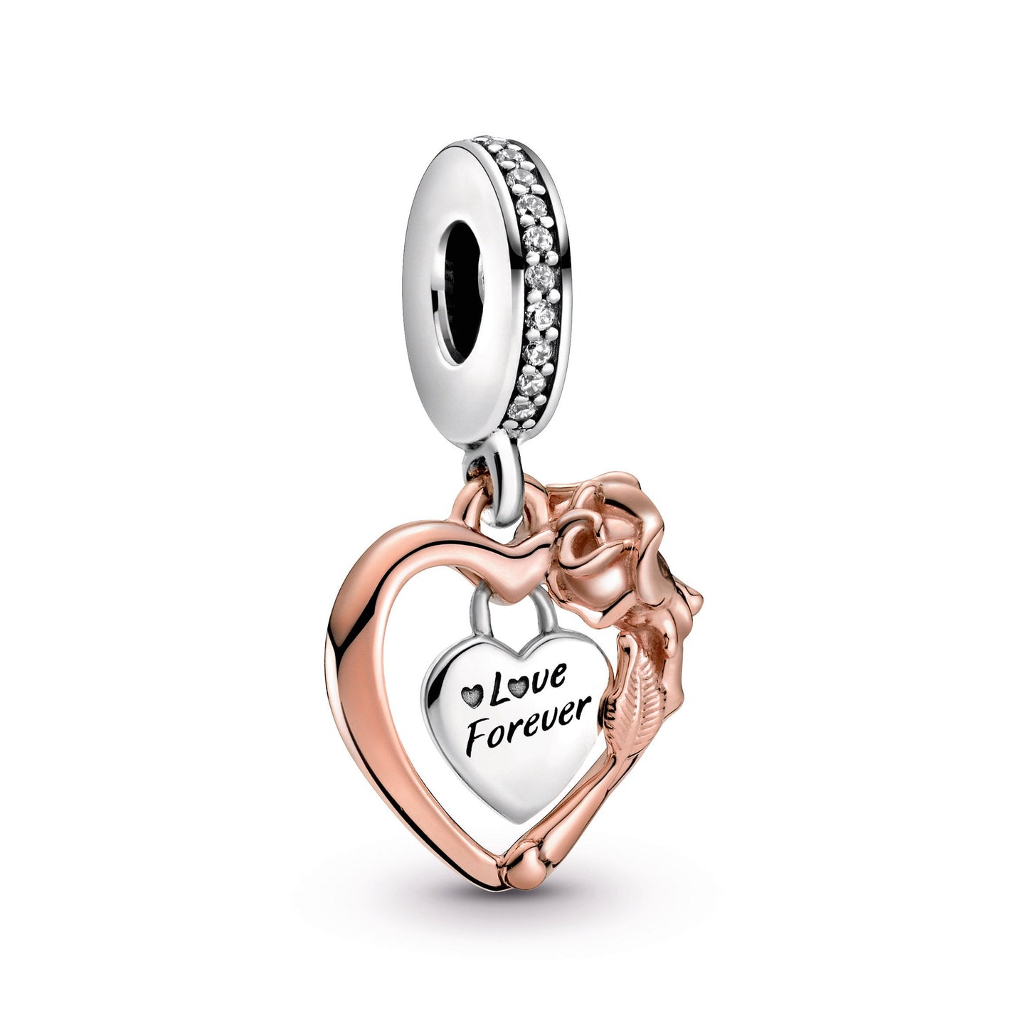 Heart & Rose Flower Dangle Charm Premium Fashion Jewelry Gift Collection