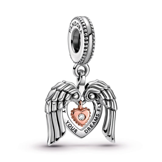 Pandora Club 2021 Angel Wings & Heart Dangle Charm Premium Fashion Jewelry Gift Collection