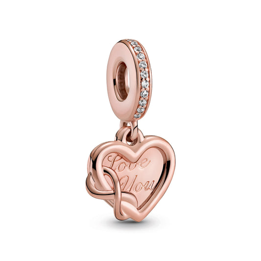 Love You Infinity Heart Dangle Charm Premium Fashion Jewelry Gift Collection