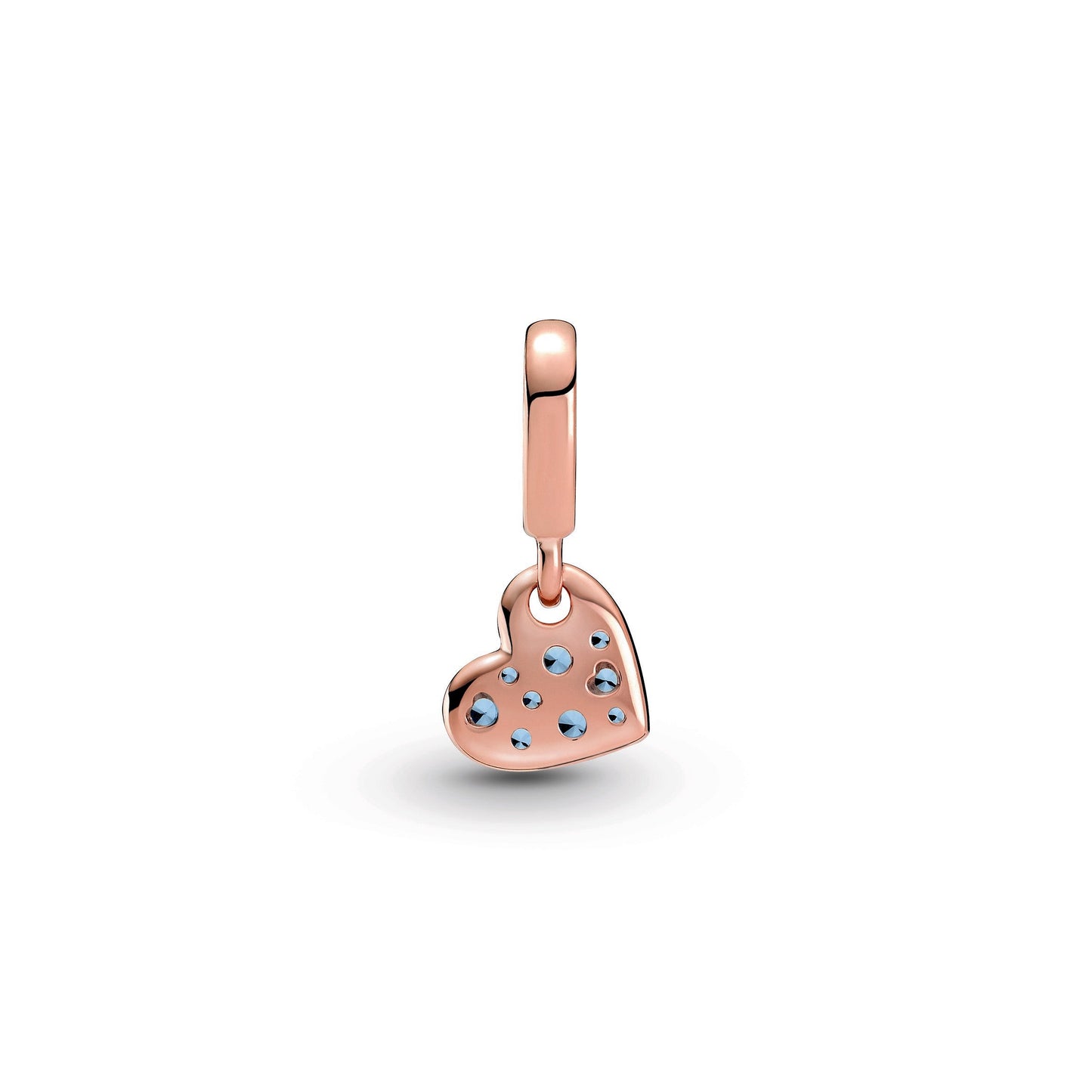 Light Blue Pavé Tilted Heart Dangle Charm Premium Fashion Jewelry Gift Collection