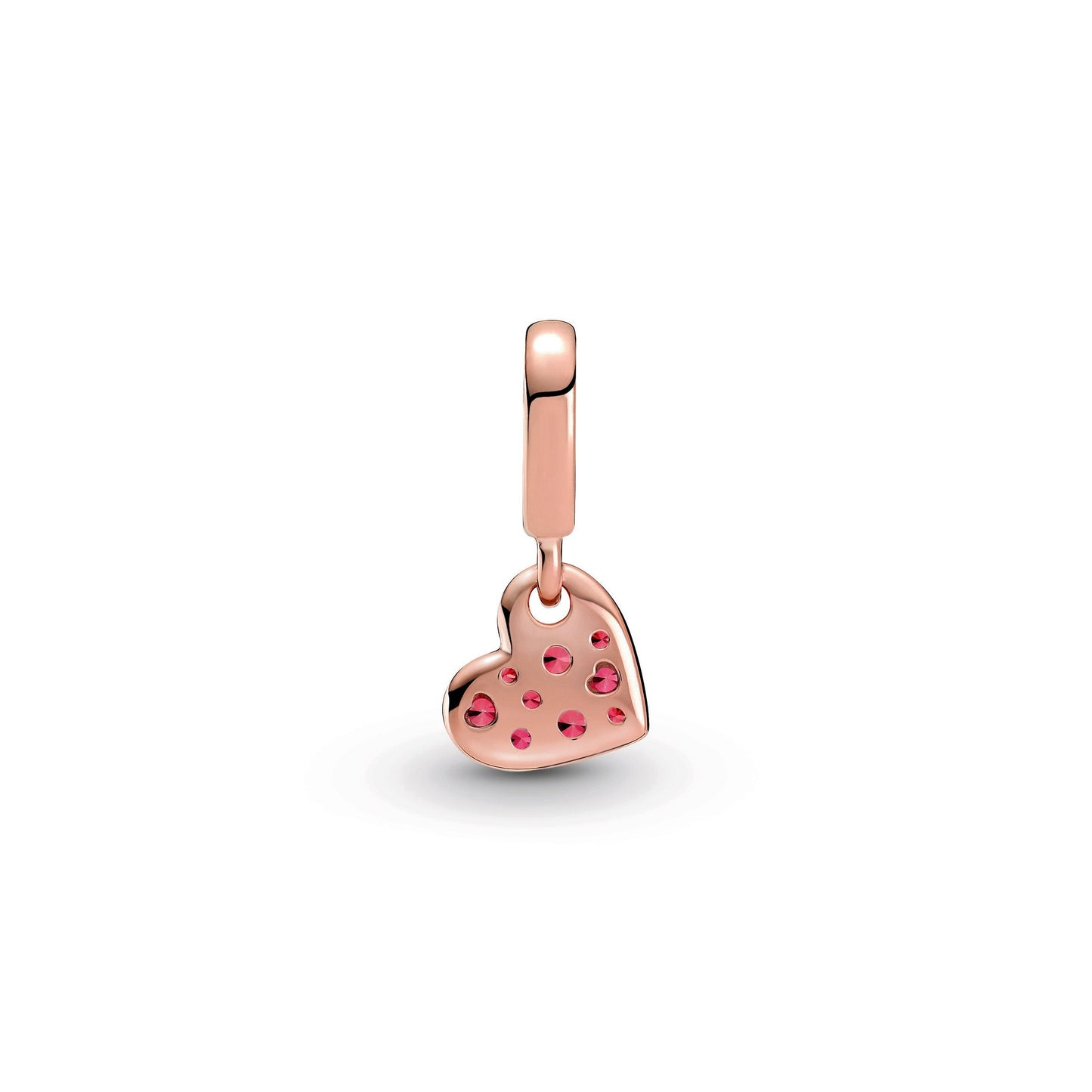 Red Pavé Tilted Heart Dangle Charm Premium Fashion Jewelry Gift Collection