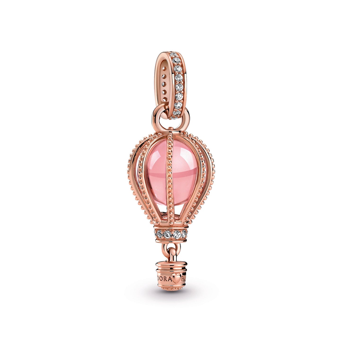 Sparkling Pink Hot Air Balloon Dangle Charm Premium Fashion Jewelry Gift Collection