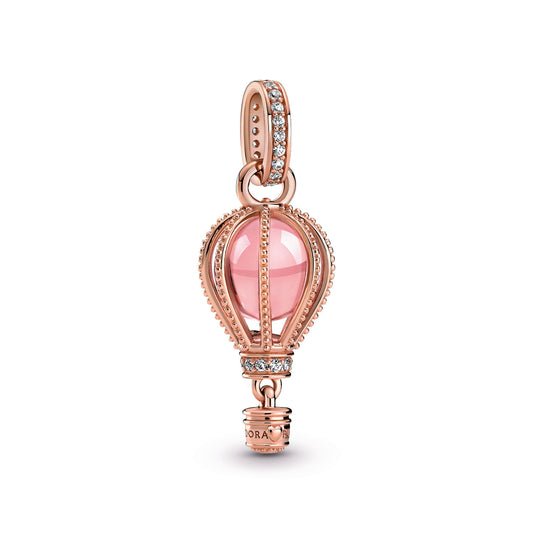 Sparkling Pink Hot Air Balloon Dangle Charm Premium Fashion Jewelry Gift Collection