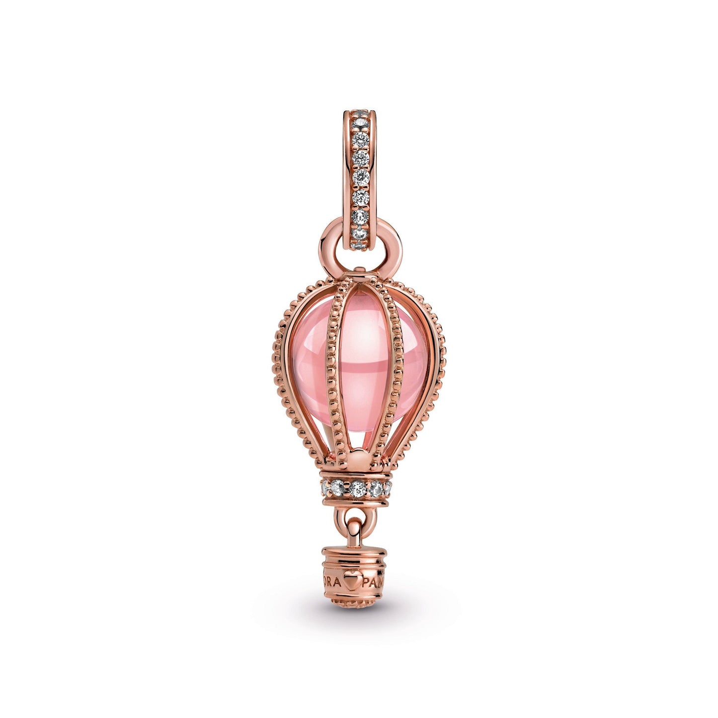 Sparkling Pink Hot Air Balloon Dangle Charm Premium Fashion Jewelry Gift Collection