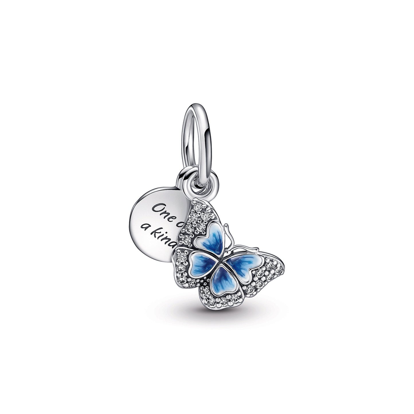 Blue Butterfly & Quote Double Dangle Charm Premium Fashion Jewelry Gift Collection