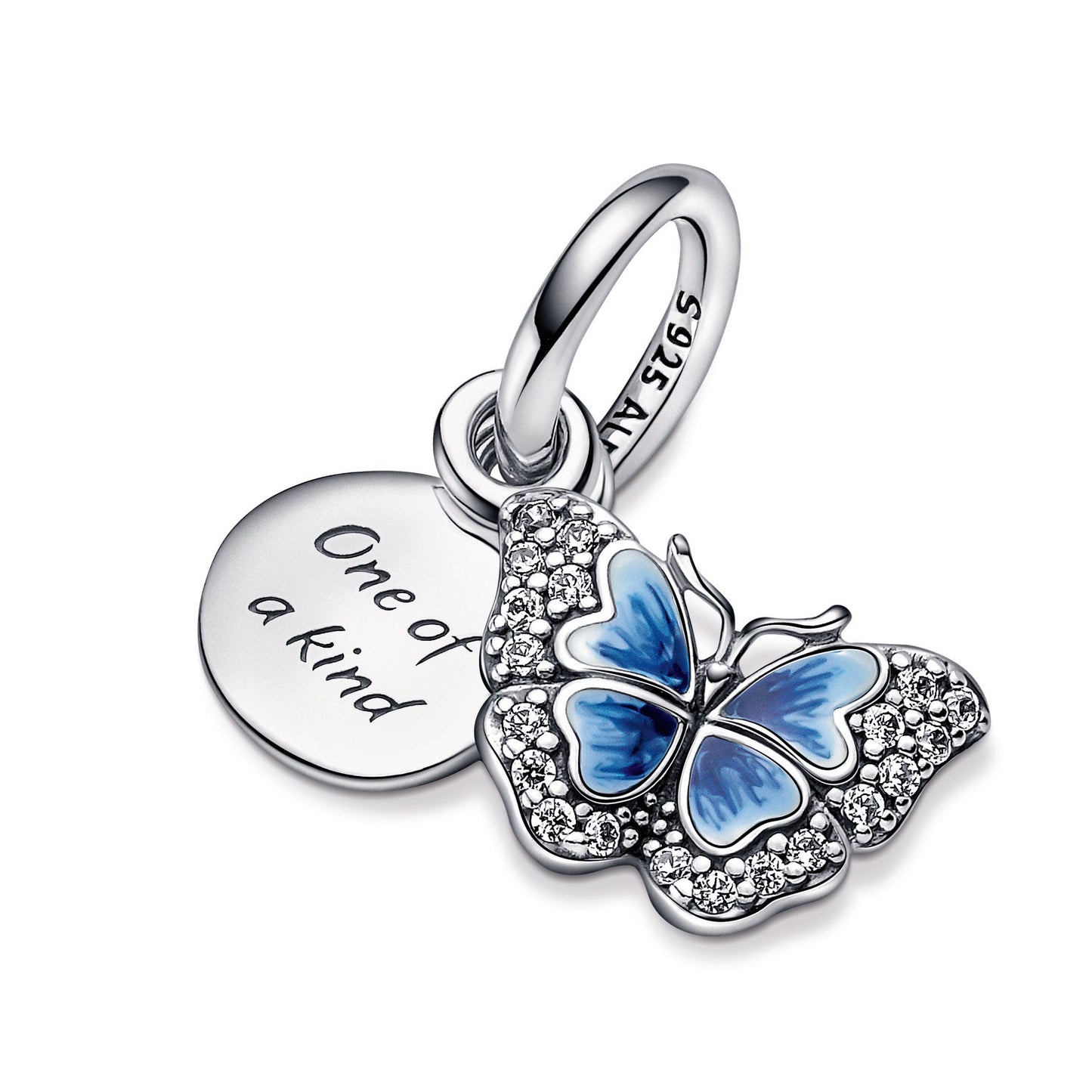 Blue Butterfly & Quote Double Dangle Charm Premium Fashion Jewelry Gift Collection