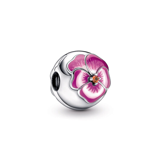 Pink Pansy Flower Clip Charm Premium Fashion Jewelry Gift Collection