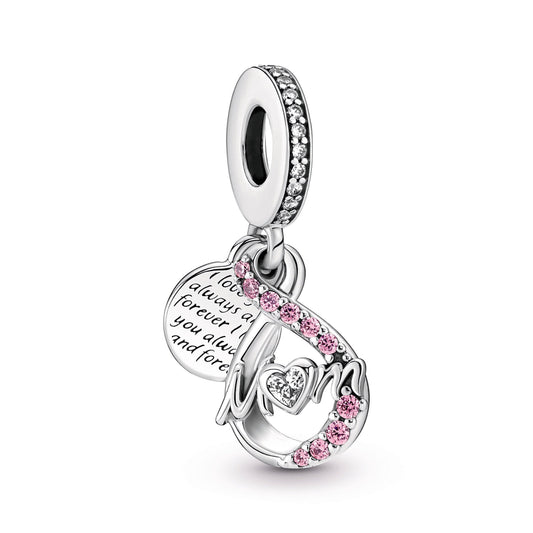Mum Infinity Pavé Double Dangle Charm Premium Fashion Jewelry Gift Collection