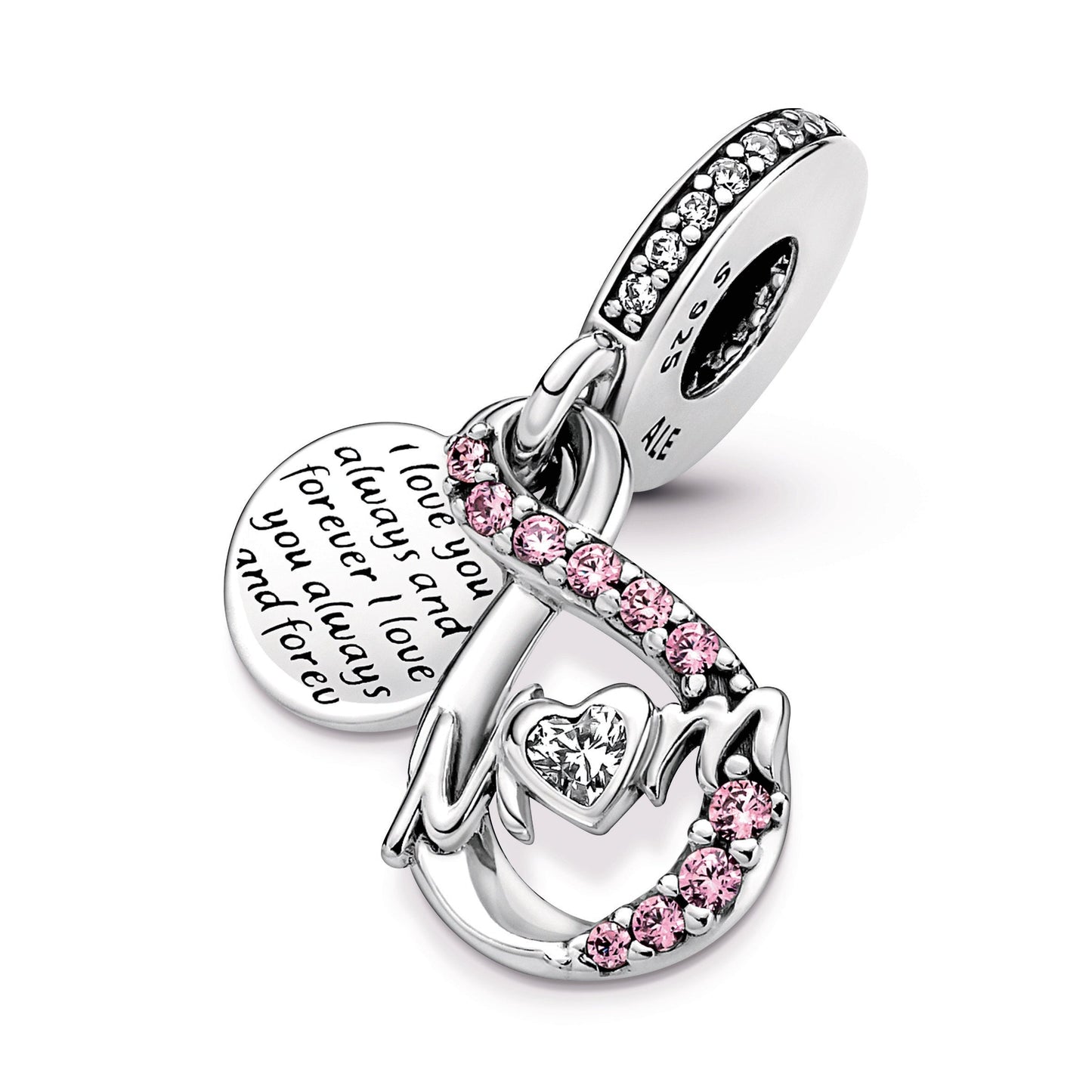 Mum Infinity Pavé Double Dangle Charm Premium Fashion Jewelry Gift Collection