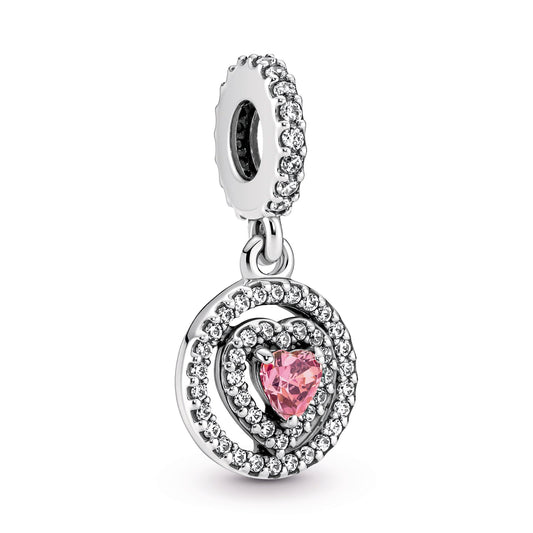 Sparkling Double Halo Heart Dangle Charm Premium Fashion Jewelry Gift Collection