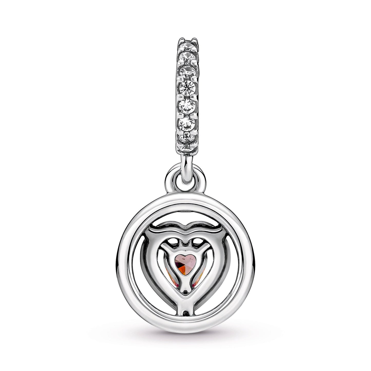 Sparkling Double Halo Heart Dangle Charm Premium Fashion Jewelry Gift Collection