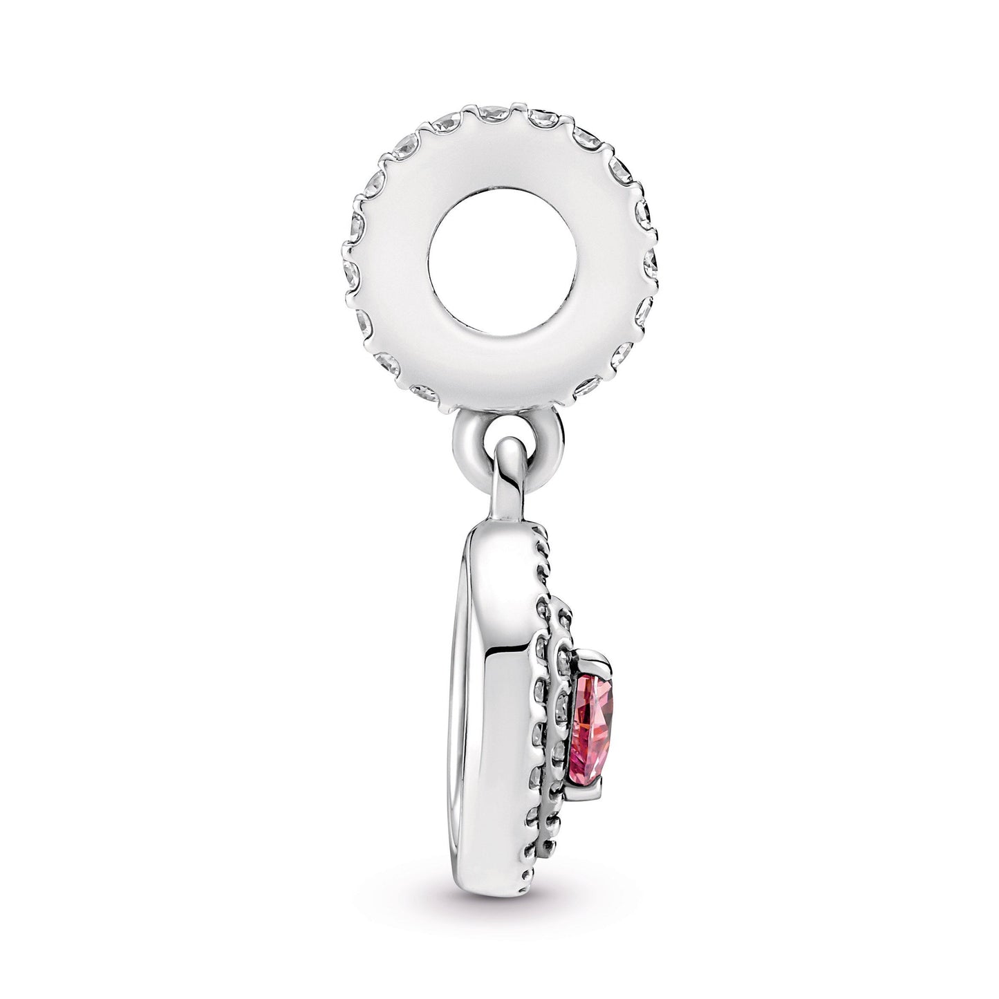 Sparkling Double Halo Heart Dangle Charm Premium Fashion Jewelry Gift Collection