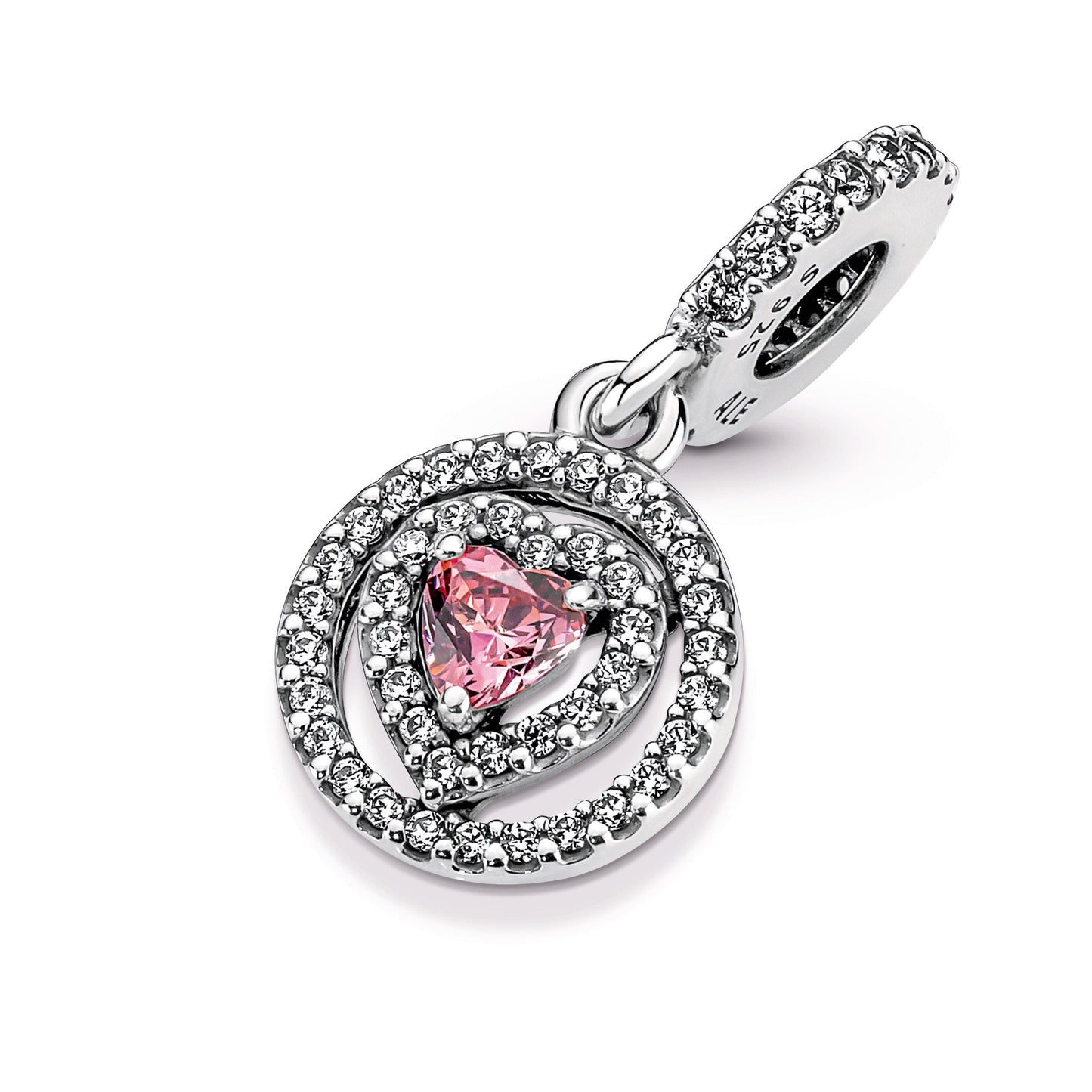 Sparkling Double Halo Heart Dangle Charm Premium Fashion Jewelry Gift Collection
