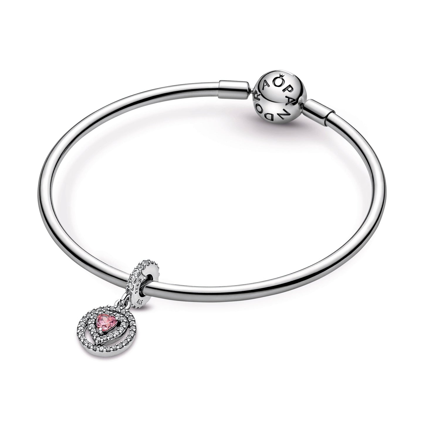 Sparkling Double Halo Heart Dangle Charm Premium Fashion Jewelry Gift Collection