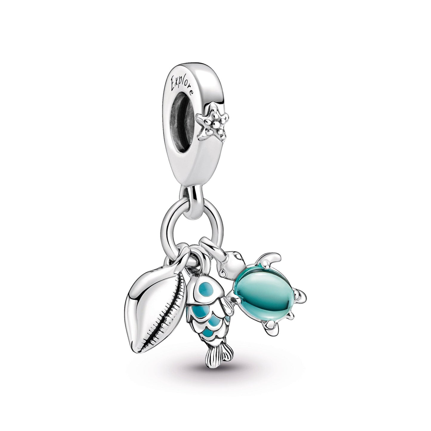 Fish, Sea Turtle & Conch Triple Dangle Charm Premium Fashion Jewelry Gift Collection
