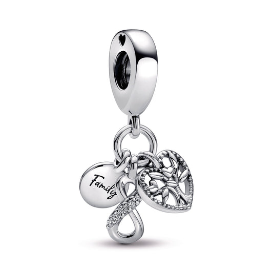 Family Infinity Triple Dangle Charm Premium Fashion Jewelry Gift Collection