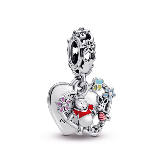 Disney Winnie the Pooh & Piglet Double Dangle Charm Premium Fashion Jewelry Gift Collection
