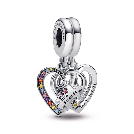 Puzzle Piece Hearts Splittable Friendship Dangle Charm Premium Fashion Jewelry Gift Collection