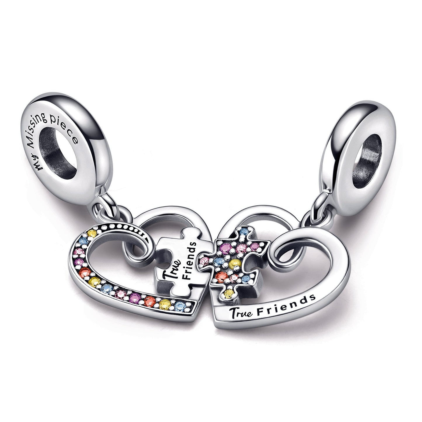 Puzzle Piece Hearts Splittable Friendship Dangle Charm Premium Fashion Jewelry Gift Collection