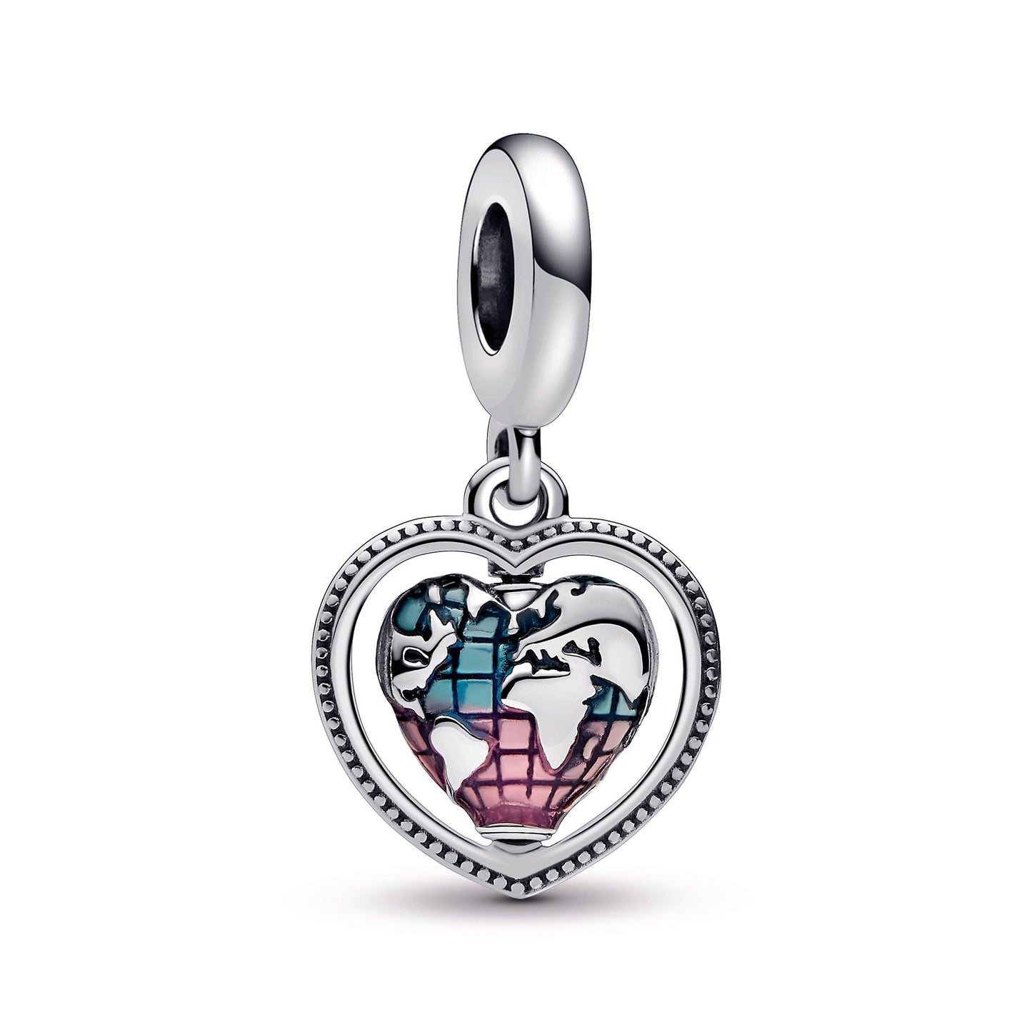Family Spinning Heart Globe Dangle Charm Premium Fashion Jewelry Gift Collection