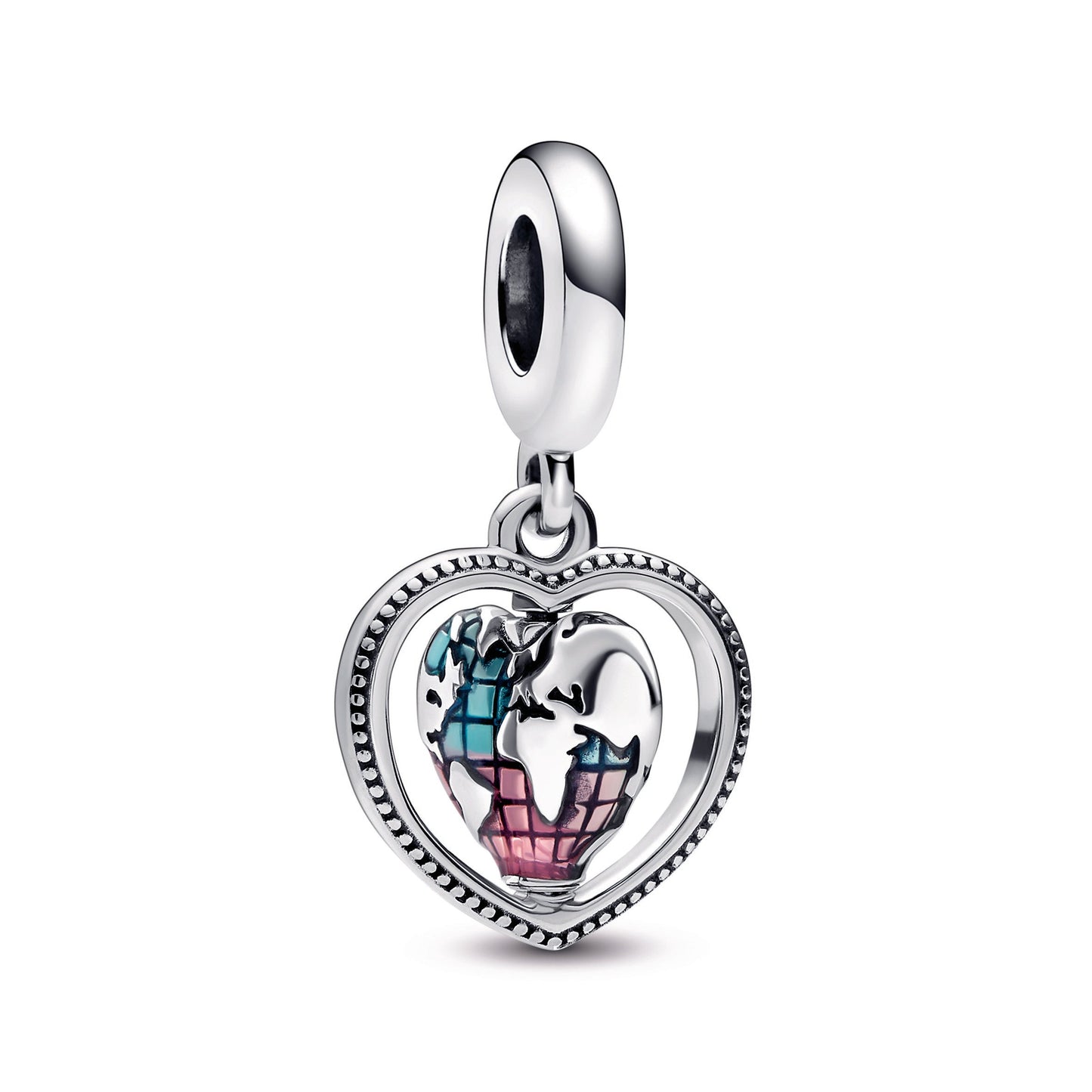 Family Spinning Heart Globe Dangle Charm Premium Fashion Jewelry Gift Collection