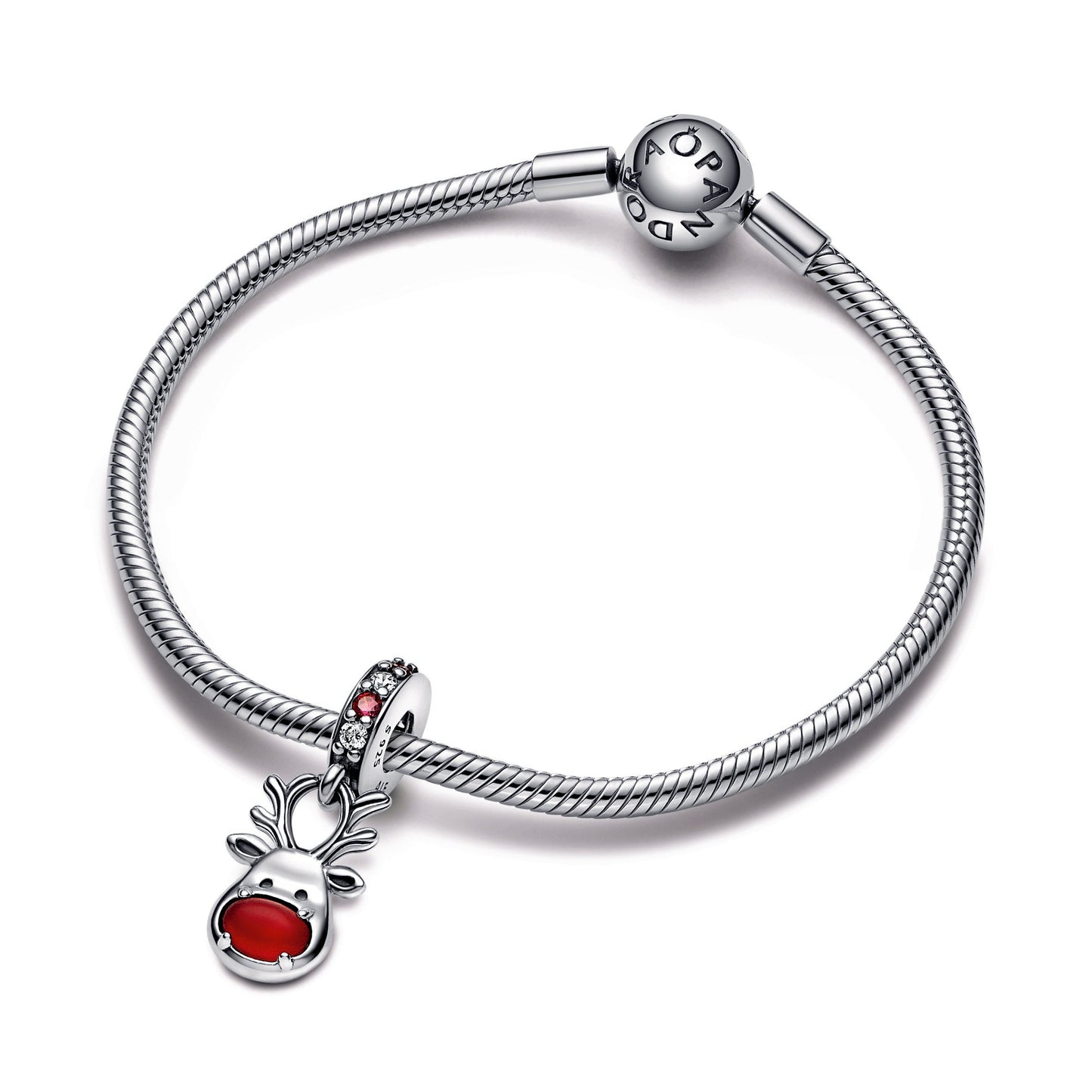 Red Nose Reindeer Murano Dangle Charm Premium Fashion Jewelry Gift Collection
