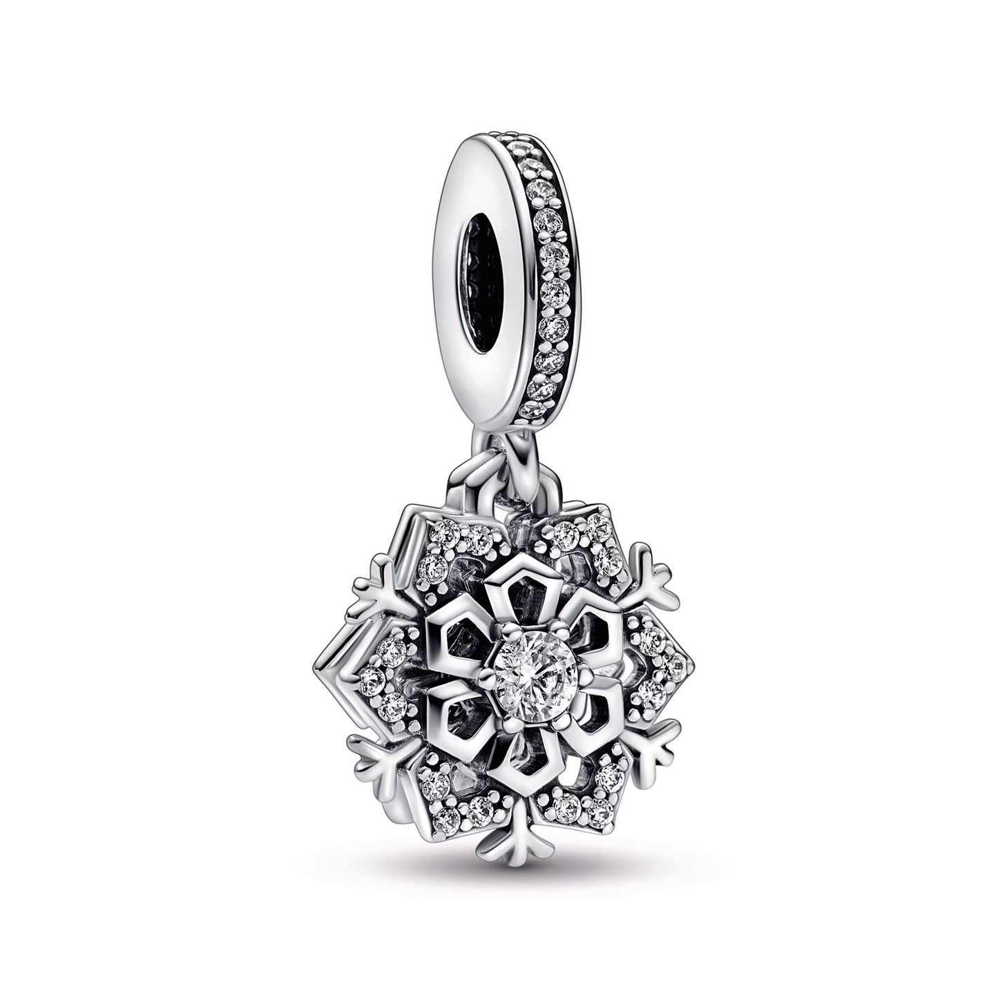 Sparkling Snowflake Double Dangle Charm Premium Fashion Jewelry Gift Collection