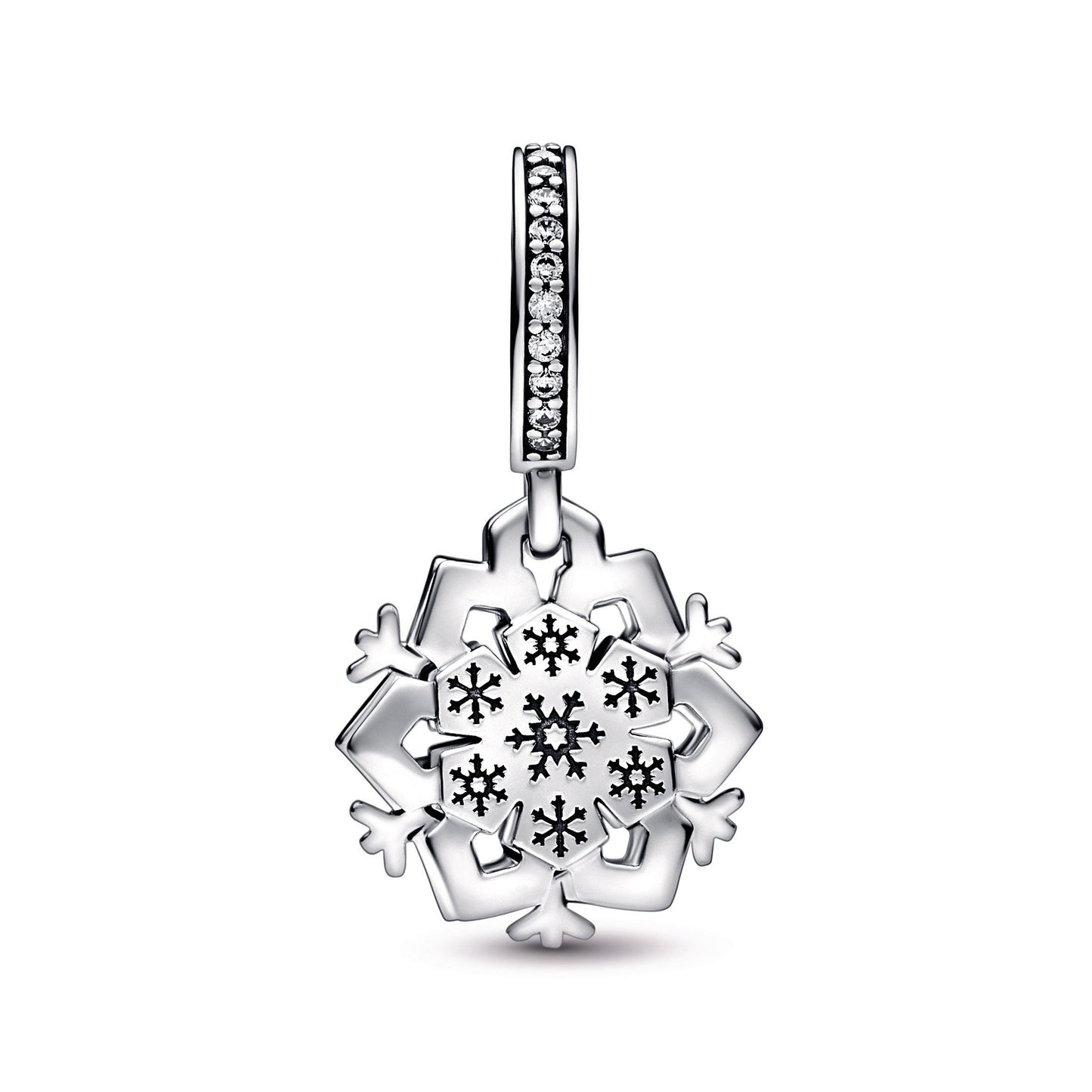 Sparkling Snowflake Double Dangle Charm Premium Fashion Jewelry Gift Collection