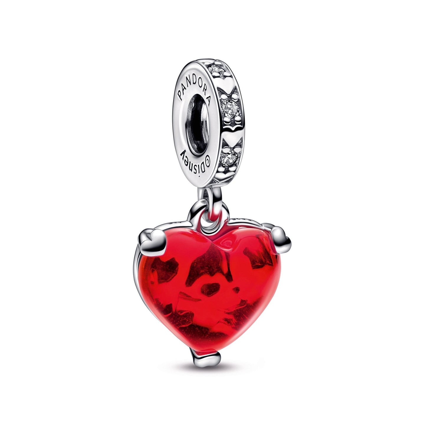Disney Mickey & Minnie Mouse Kiss Red Murano Glass Dangle Charm Premium Fashion Jewelry Gift Collection