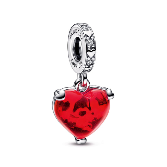 Disney Mickey & Minnie Mouse Kiss Red Murano Glass Dangle Charm Premium Fashion Jewelry Gift Collection