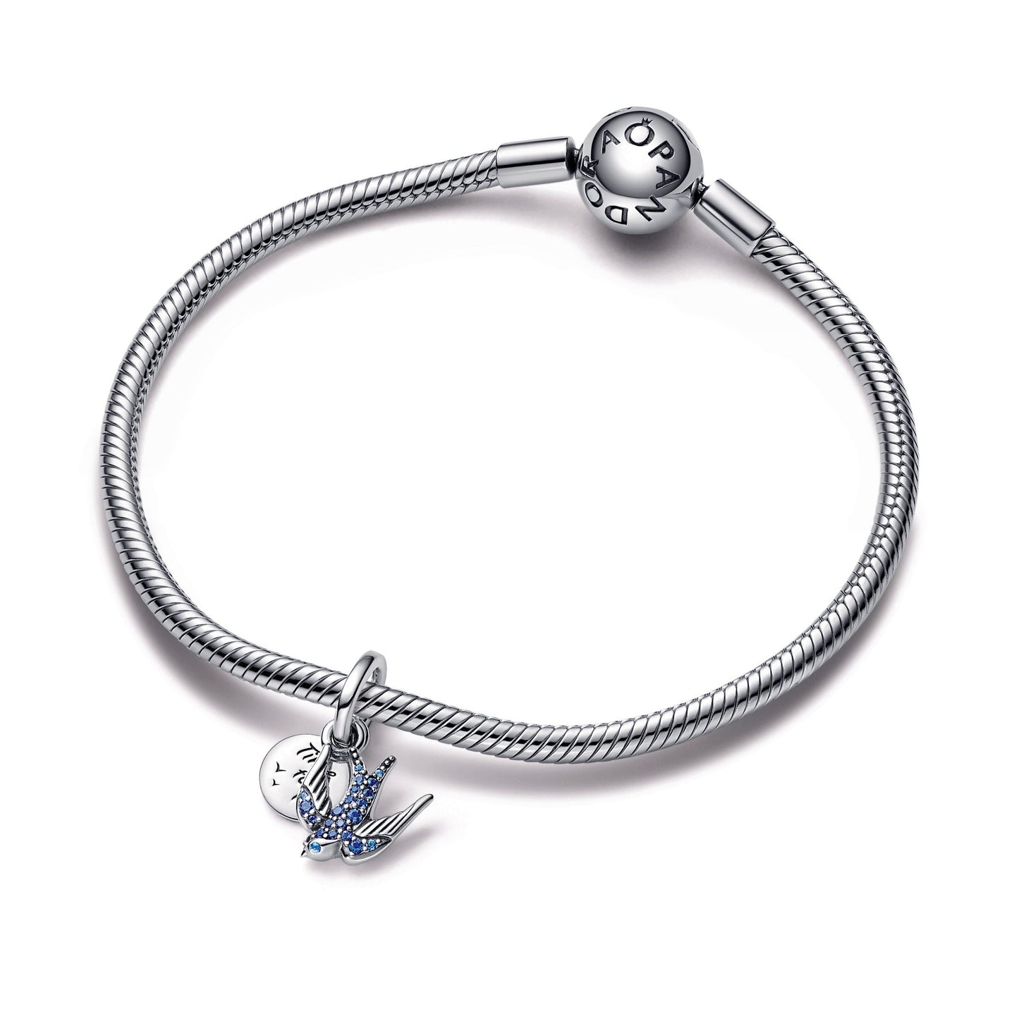 Sparkling Swallow & Quote Double Dangle Charm Premium Fashion Jewelry Gift Collection