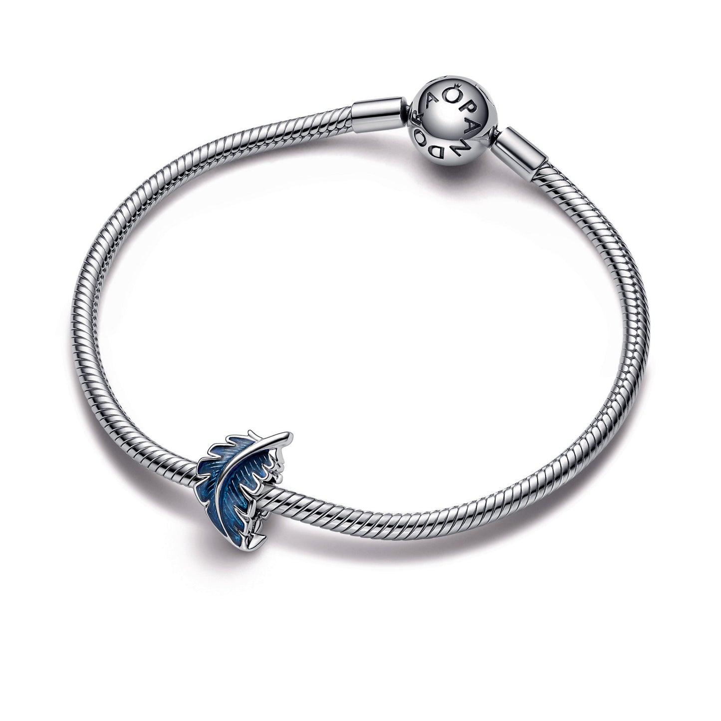 Blue Curved Feather Charm Premium Fashion Jewelry Gift Collection