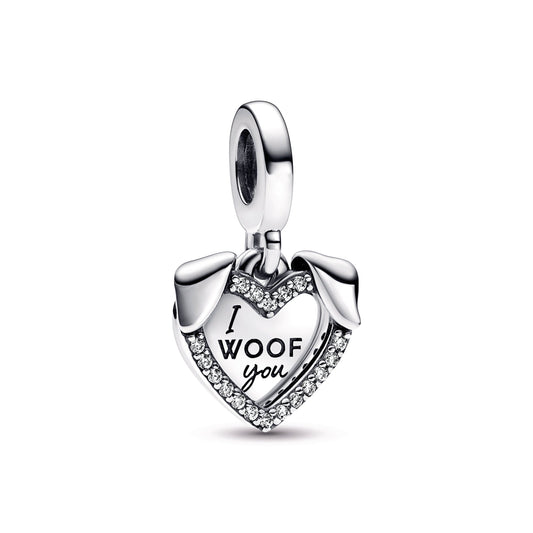 Heart & Dog Double Dangle Charm Premium Fashion Jewelry Gift Collection