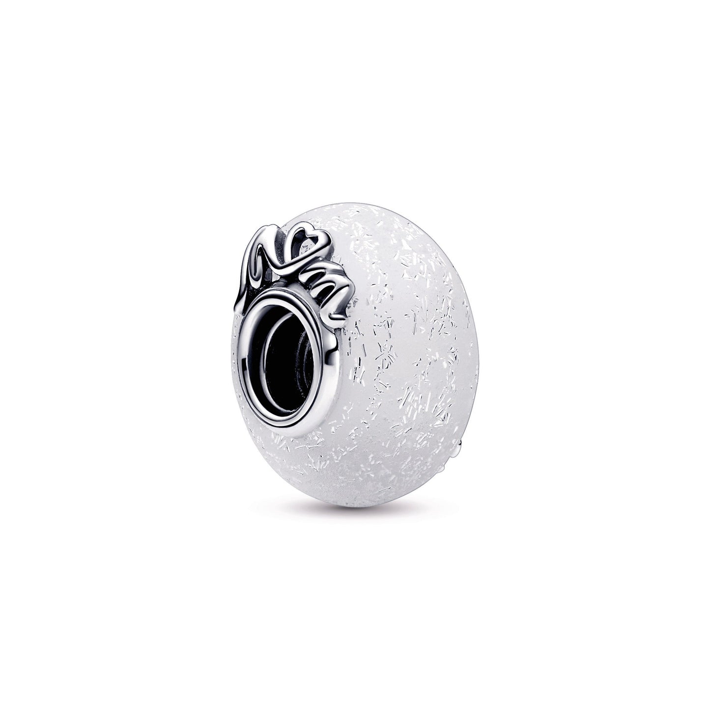 Glittery White Murano Glass Mum & Love Charm Premium Fashion Jewelry Gift Collection
