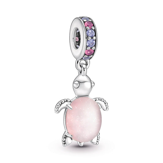 Murano Glass Pink Sea Turtle Dangle Charm Premium Fashion Jewelry Gift Collection